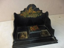 Ancien écritoire, en papier mâché / carton bouilli, décor japonisant / Victorian