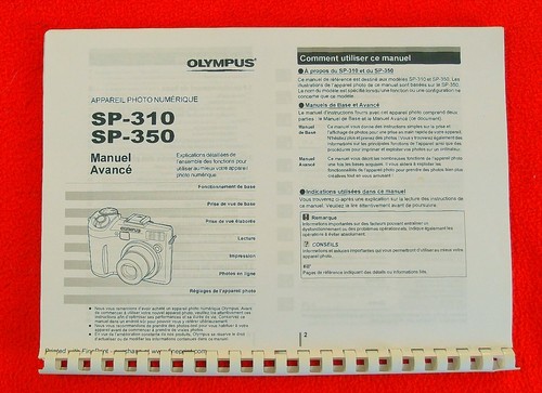 Notice apn olympus sp310 - apn,
