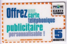 FRANCE TELECARTE / PHONECARD  PREPAYEE .. 5MN PHONE NETWORK OFFREZ TEST N°/00