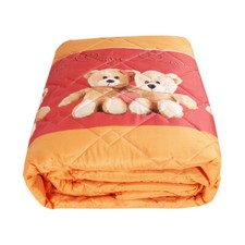 Courtepointe Couvre-Lit Petits Ours Orange Printanière Double Face Double