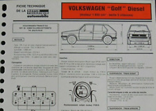 Fiche technique automobile VOLKSWAGEN GOLF diesel 1600 cm3