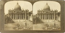 ITALIE Rome Cathédrale Saint-Pierre, Photo Stereo Vintage Argentique PL62L2n4