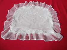 Taie d'oreiller ancien en tulle et soie.