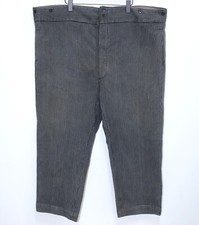 French 1940/50s Buckle Back Cotton Pique Grey Striped Work Chore Pants W52