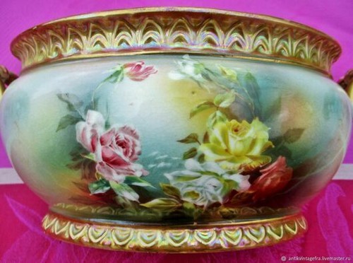 Cache pot ancien - , roses