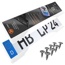 Plaque Voiture Porte-Plaque Blanc - Brillant Support Auto 2 Pièce