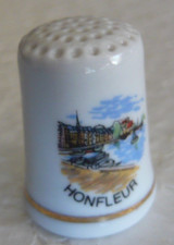 Dé à coudre de collection en porcelaine décoré de la ville de Honfleur