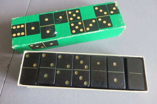 Ancien jeu dominos bois noir - ancien,