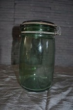Ancien bocal à conserve en verre SOLIDEX 1 litre vert (Déco cuisine)