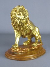 G. MARIANI Statue Vintage Figure Lion En Résine Dorée XXe Siècle Signée