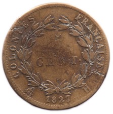 5 CENTIMES 1827 H - COLONIES