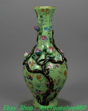 12.4"Qing Qianlong Marked Enamel Colour Porcelain Gold Peach Flower Bottle Vase