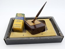 ENSEMBLE DE BUREAU STYLO PLUME SHEAFFER'S DESK SET DS-17 PLUME FEATHER TOUCH 14K