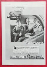 Publicité presse 1937 Automobile PEUGEOT 302 & 402 et Ciné KODAK Huit