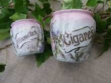 2 POTS EN PORCELAINE 1900 - CIGARES ALLUMETTES - ART NOUVEAU