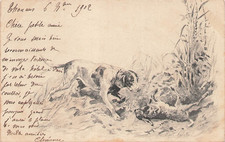 CP ILLUSTREE SIGNEE CHIEN DE