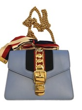 Superbe Et Authentique Sac Cuir Bleu Modèle Sylvie Gucci Jamais Porté 