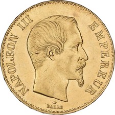 France, Napoléon III, 100 Francs, Napoléon III, 1858, Paris, Or, TTB