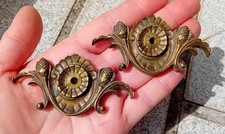 Lot de 2 Anciennes décorations Rosace pour poignées, meuble, en bronze   N°85C