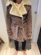 Manteau femme mi-long en cuir Oakwood, taille S, très chaud, comme neuf