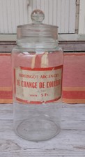 Ancien pot verre bonbons épicerie BERLINGOT ARC-EN-CIEL haut 32 cm objet métier