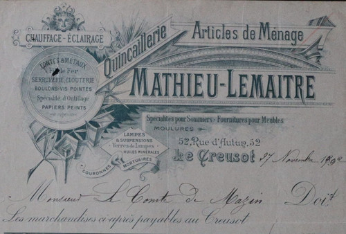 Facture 1902 creusot - facture, le