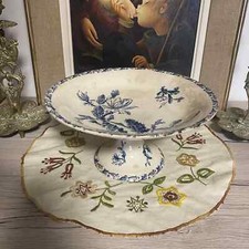 ANCIEN COMPOTIER SUR PIED GIEN DECORS CACTUS TERRE DE FER