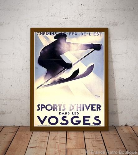 Vosges vintage ski affiche - vosges,