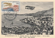 Carte 1er jour Monaco 1er Rallye Aérien de Monte-Carlo Pilote Renaux 1964