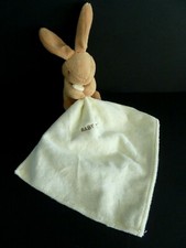 39. DOUDOU PELUCHE BABY NAT ' LAPIN MOUCHOIR BEIGE MARRON ECRU BILLES NEUF*