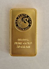 Lingotin lingot plaqué or 20 grammes The Perth Mint Australia factice 99.99 pure