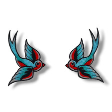 Patch couple hirondelles tatouage old school vêtements thermoadhésifs fer à r...