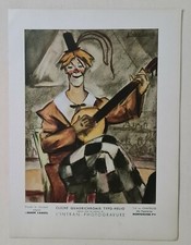 Abadie Landel	Le clown musicien 1936 Estampe en couleur Cirque Musique