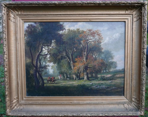 Tableau scène genre chasse - de,