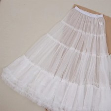 Femme Maille Dentelle Jupe Jupon Ruffles Sarong Demi Combinaisons Jupe Trapèze