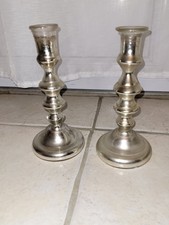 Ancienne paire de bougeoirs en verre églomisé XIX e