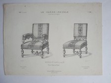 Fauteuil et Chaise Louis XIII GRAVURE le GARDE-MEUBLE DESTOUCHES XIXéme