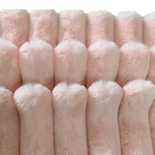 Faux Lapin Fourrure Tissu Unie Couleur Rayure Doux Peluche Poilu pour Veste Drap