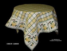 NAPPE SURNAPPE  85CM CARREE   sur COTON IMPRIMEE  CITRONS  ***