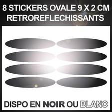 8 Stickers ovales réfléchissants pour casque moto 9x2 cm