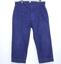 French 50s Indigo Cotton Twill  Buckle Back Work Chore Pants LE TRES SOUPLE W38
