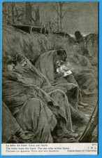 CPA Patriotique : La lettre du front. Celui qui l'écrit / Guerre 14-18