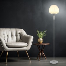 Lampadaire Luminaire de Salon Lampadaire Blanc Chromé Verre Opale LED H 165 CM