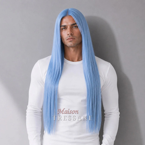 Perruque homme bleu pastel - perruque,