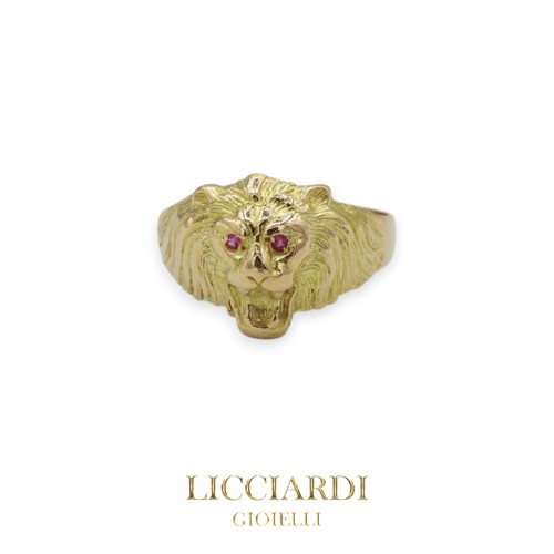 Bague homme tête - lion, or