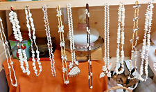 COLLIERS Coquillages de TAHITI VINTAGE lot de 18 diverses longueurs et formes