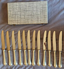 ARGENTAL Coffret 12 couteaux de table en métal argenté à filet volute + Coffret