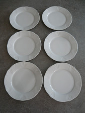 6 ASSIETTES PLATES PORCELAINE BLANCHE VICTORIA -  LIMOGES FRANCE - Diam: 22 cm