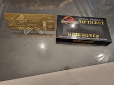 Universal Studios Jurassic Park Opening Weekend VIP gold Ticket 24k Gold Plated