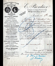 PARIS (XVI°) MATERIEL AGRICOLE & de FONDERIE "E. BORDIER" Facture en 1920